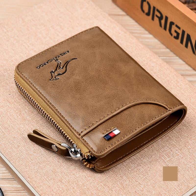 (π2025 New Year Hot Saleπ)Men Wallet Zipper Genuine Leather Purse ( RFID PROTECTED )