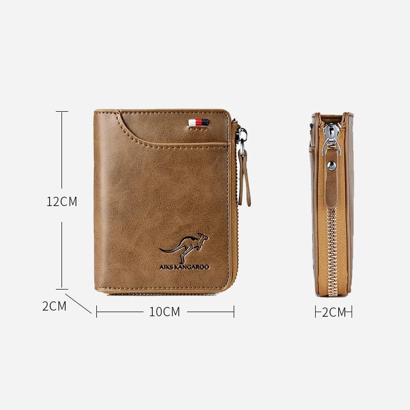 (π2025 New Year Hot Saleπ)Men Wallet Zipper Genuine Leather Purse ( RFID PROTECTED )