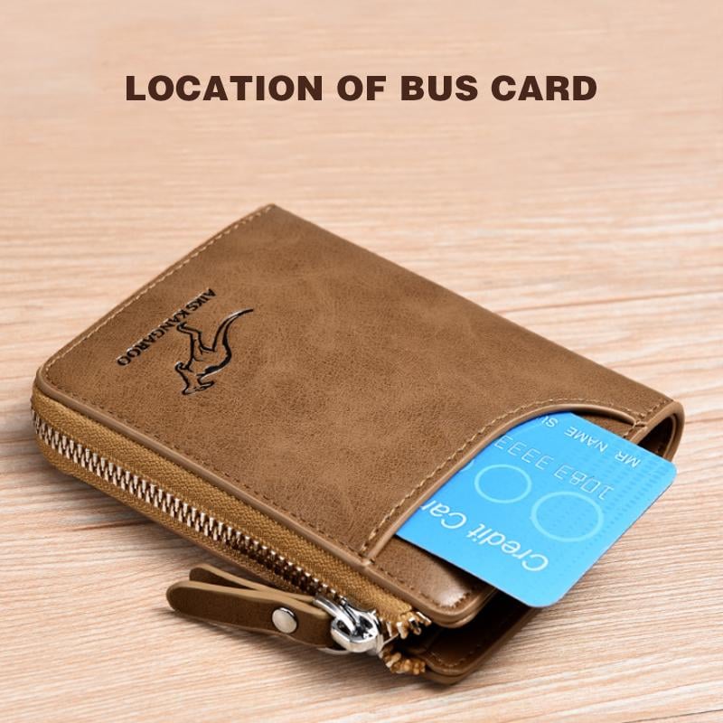 (π2025 New Year Hot Saleπ)Men Wallet Zipper Genuine Leather Purse ( RFID PROTECTED )