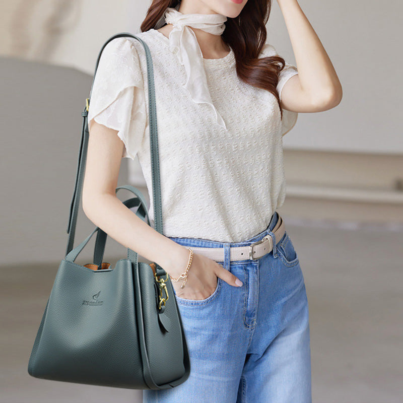 Best Gift for Her - Fashionable Classic Multi-Functional Soft Embossed Leather Bag