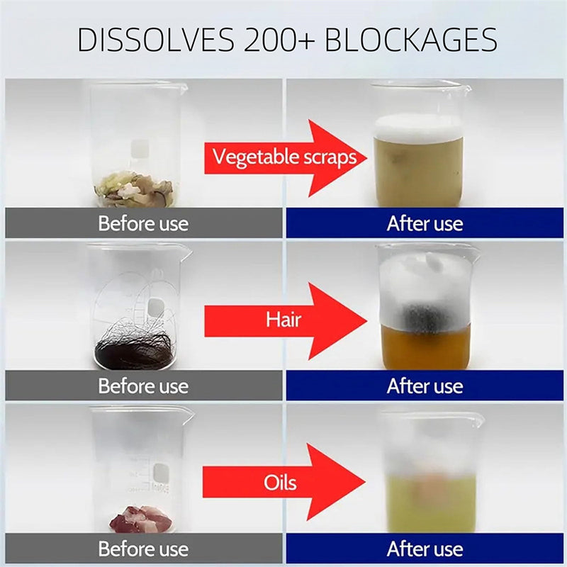 ๐๐ฅ Powerful Pipe Dredging Agent for Kitchen and Toilet Pipelines - Dissolves 200+ Blockages and Kills of Bacteria