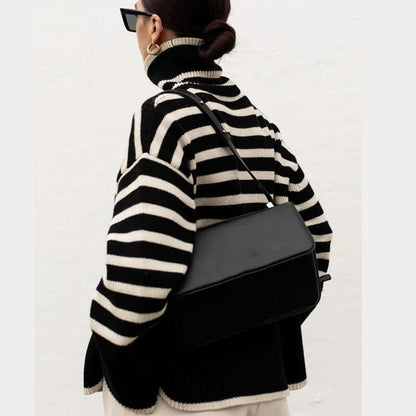 Women's Slit Turtleneck Knit Sweater