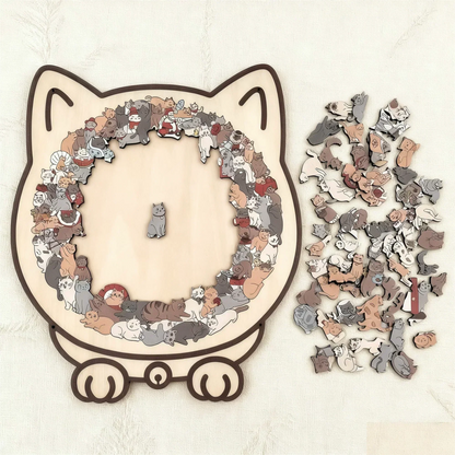 🎁Christmas Sale 50% OFF🎅135-Piece Morandi-Colored Cat Shaped Wooden Jigsaw Puzzle