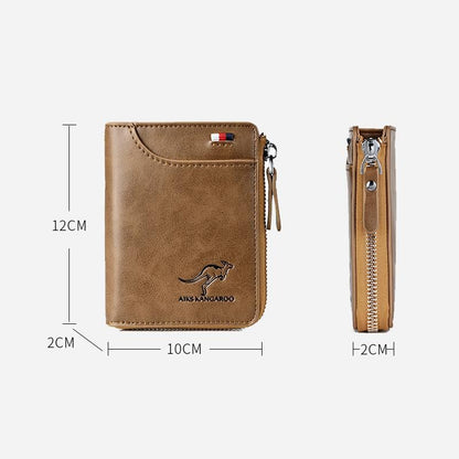 (🎁2025 New Year Hot Sale🎁)Men Wallet Zipper Genuine Leather Purse ( RFID PROTECTED )