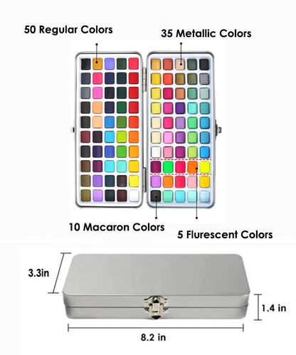 Premium Watercolor Set Of 50 With Brush